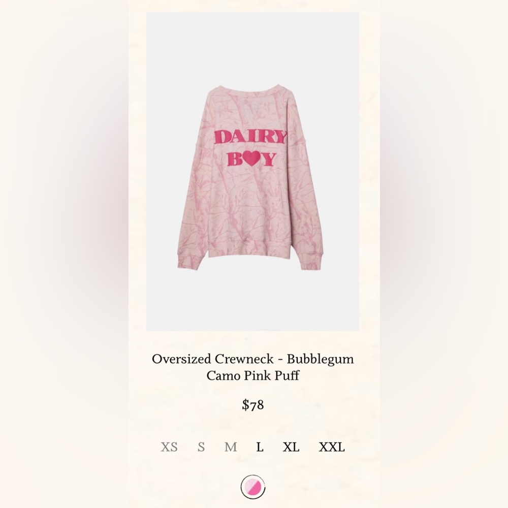 NWT Dairy Boy Oversized Crewneck Size M